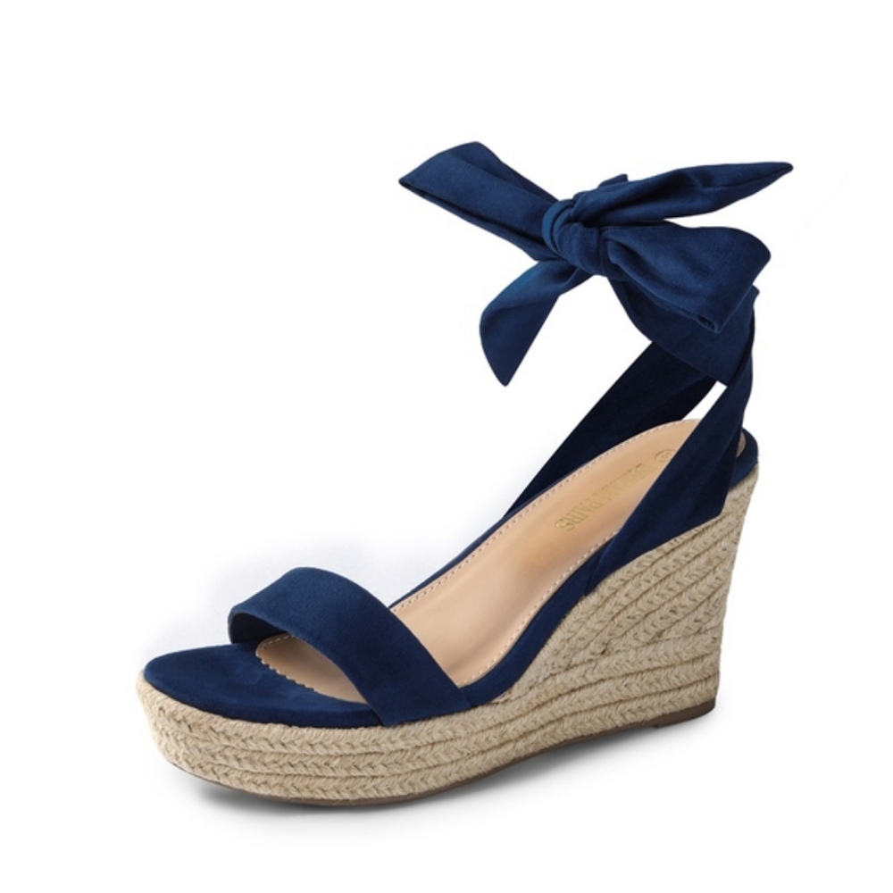 Espadrilles Ankle Tie Lace Up Platform Wedges (8.5)